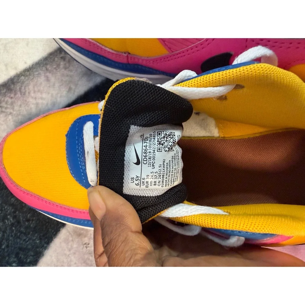 Nike Air Max 90 LTR GS University Gold Battle Blue Pink Kids Size 6.5Y